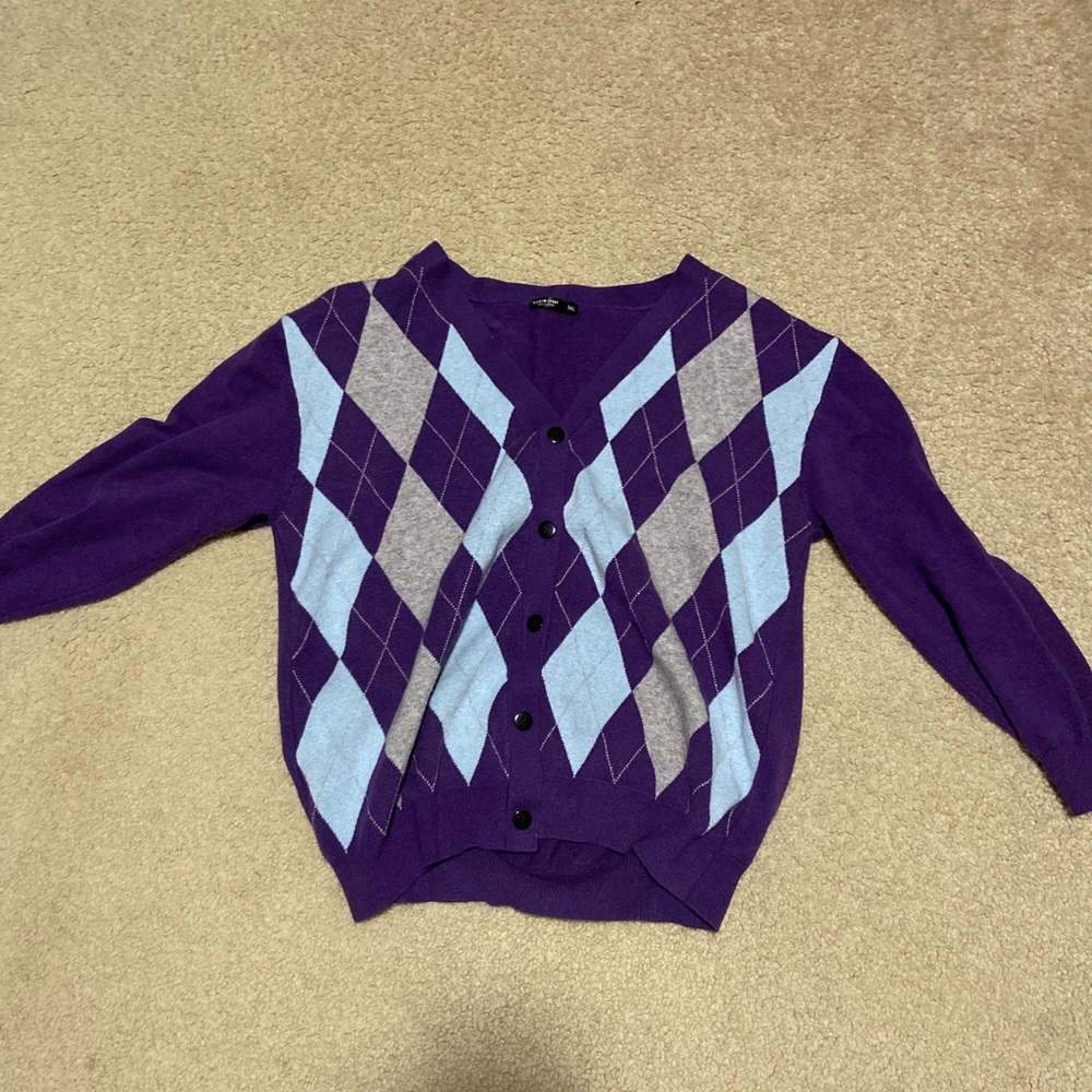 SHEIN plus curve oversized argyle pattern button cardigan